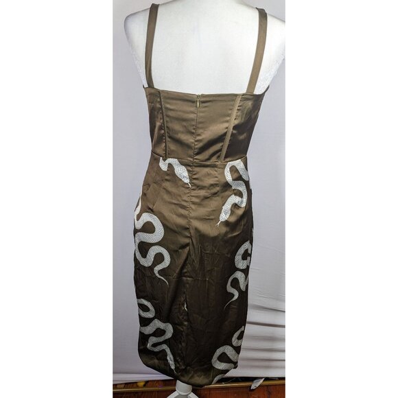 Averie Brown And White Snake Dress With Corset Bodice - Picture 9 of 9